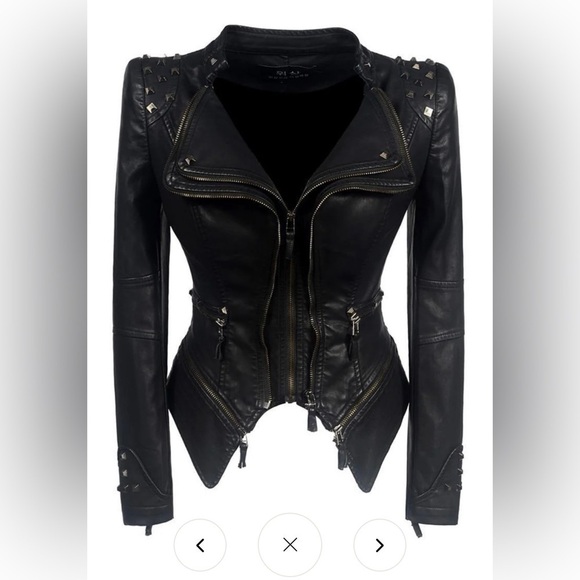 Goth N’ Rock Gothic Faux Leather Jacket XS Extra Small Black Lined Studded Punk - Picture 1 of 17